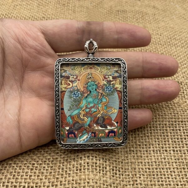 Vintage Style Thangka Art Pendant - Antique Copper Frame Collection - Image 5