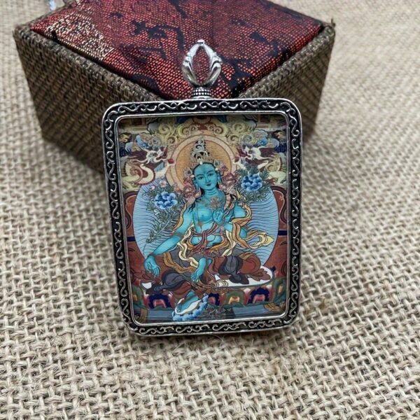 Vintage Style Thangka Art Pendant - Antique Copper Frame Collection - Image 4