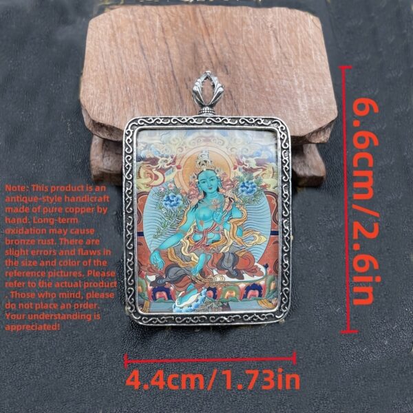 Vintage Style Thangka Art Pendant - Antique Copper Frame Collection - Image 3